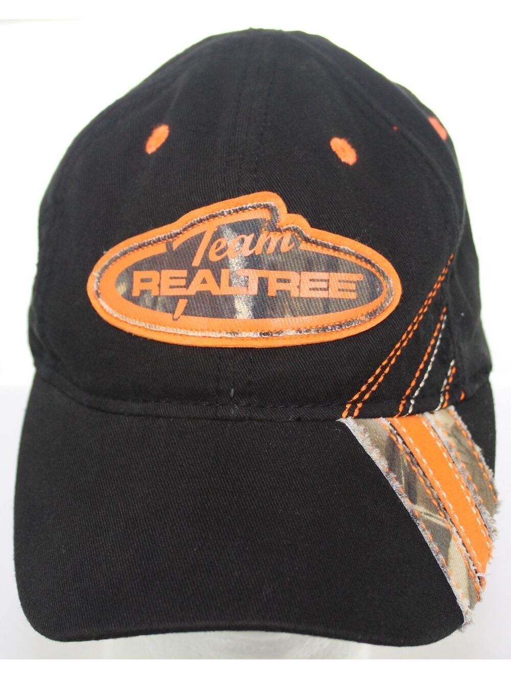 Youth Team Realtree Baseball Hat Hunting Camouflage Strapback Cap Black & Orange